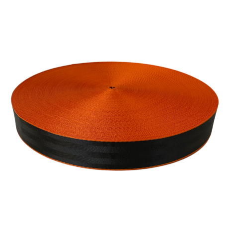 Veiligheidsgordelband / Autogordelband | 5-Baans geweven | Audi RS | Zwart - Oranje | 48 mm