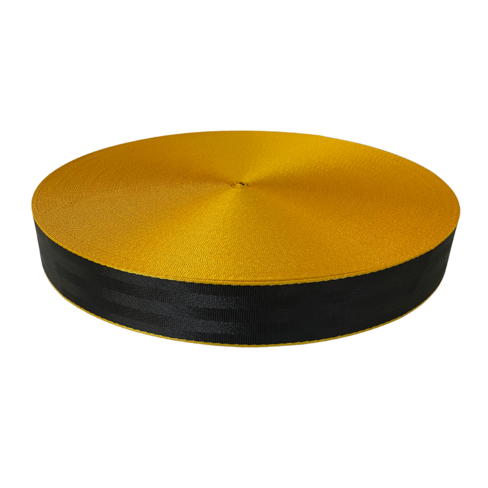 Veiligheidsgordelband / Autogordelband | 5-Baans geweven | Audi RS | Zwart - Geel | 48 mm Veiligheidsgordelband / Autogordelband | 5-Baans geweven | Audi RS | Zwart - Geel | 48 mm