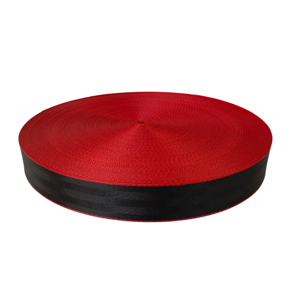 Veiligheidsgordelband / Autogordelband | 5-Baans geweven | Audi RS | Zwart - Rood | 48 mm Veiligheidsgordelband / Autogordelband | 5-Baans geweven | Audi RS | Zwart - Rood | 48 mm