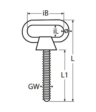 Marinetech Marinetech | Oogbout Ovaal | RVS | Draad M12 | Draadlengte 127 mm