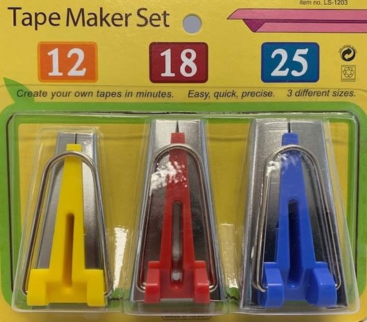 Boordband / Biesband / Bias Maker Set | 3 maten | 12 |18 | 25 mm
