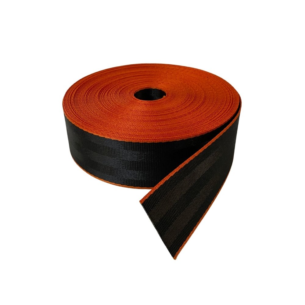 Veiligheidsgordelband / Autogordelband | 5-Baans geweven | Audi RS | Zwart - Oranje | 48 mm