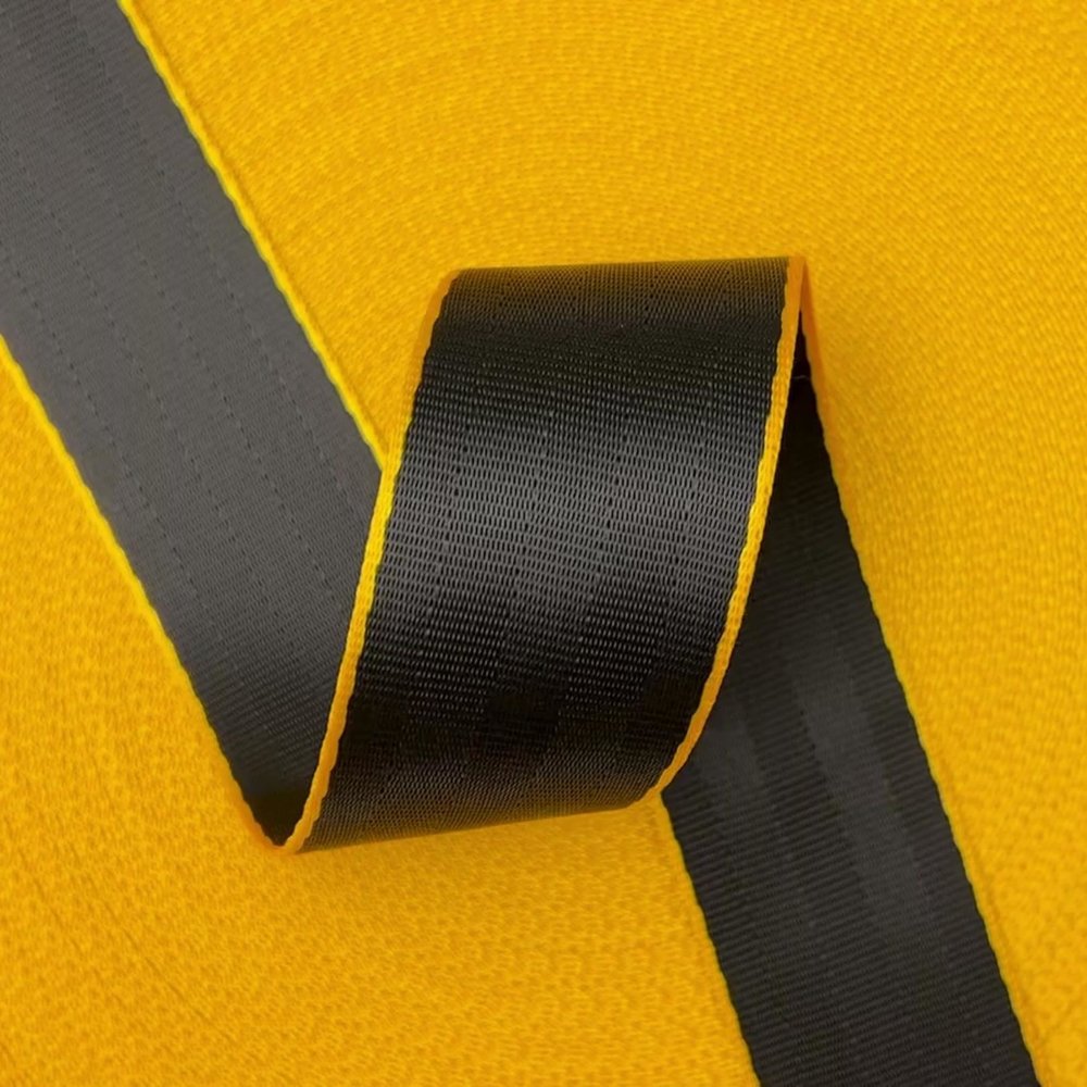 Veiligheidsgordelband / Autogordelband | 5-Baans geweven | Audi RS | Zwart - Geel | 48 mm Veiligheidsgordelband / Autogordelband | 5-Baans geweven | Audi RS | Zwart - Geel | 48 mm