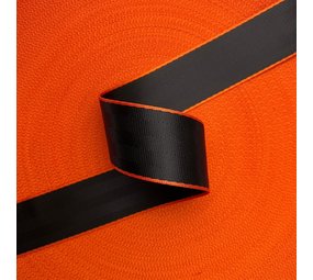 Veiligheidsgordelband / Autogordelband | 5-Baans geweven | Audi RS | Zwart - Oranje | 48 mm
