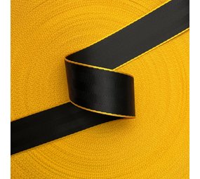 Veiligheidsgordelband / Autogordelband | 5-Baans geweven | Audi RS | Zwart - Geel | 48 mm Veiligheidsgordelband / Autogordelband | 5-Baans geweven | Audi RS | Zwart - Geel | 48 mm