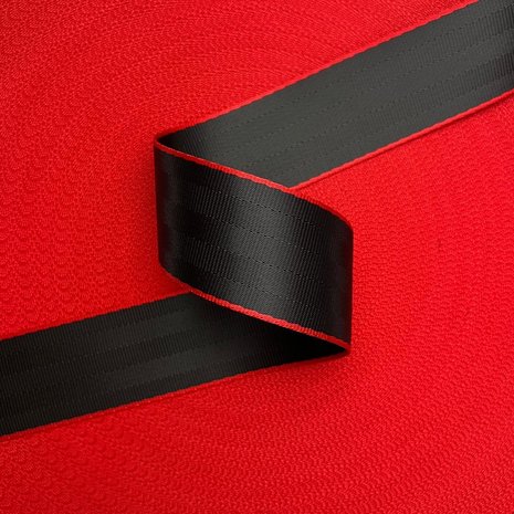 Veiligheidsgordelband / Autogordelband | 5-Baans geweven | Audi RS | Zwart - Rood | 48 mm Veiligheidsgordelband / Autogordelband | 5-Baans geweven | Audi RS | Zwart - Rood | 48 mm