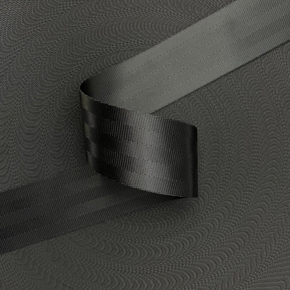 Veiligheidsgordelband / Autogordelband | 5-Baans geweven | Zwart | 48 mm