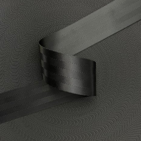 Veiligheidsgordelband / Autogordelband | 5-Baans geweven | Zwart | 48 mm