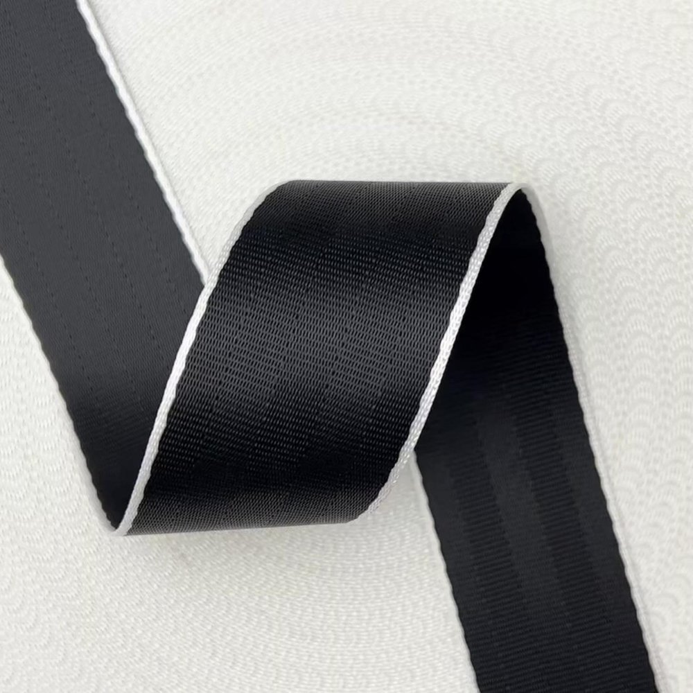 Veiligheidsgordelband / Autogordelband | 5-Baans geweven | Audi RS | Zwart - Wit | 48 mm Veiligheidsgordelband / Autogordelband | 5-Baans geweven | Audi RS | Zwart - Wit | 48 mm