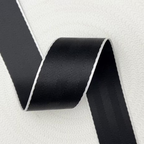 Veiligheidsgordelband / Autogordelband | 5-Baans geweven | Audi RS | Zwart - Wit | 48 mm Veiligheidsgordelband / Autogordelband | 5-Baans geweven | Audi RS | Zwart - Wit | 48 mm