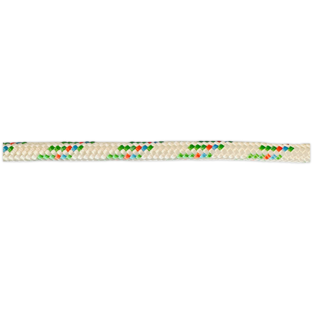 Seilflechter Seilflechter | Atlantik Plus | Touw / Schoot / Val | 8 mm | Wit met Groene merkdraad | Prijs per meter Seilflechter Seilflechter | Atlantik Plus | Touw / Schoot / Val | 8 mm | Wit met Groene merkdraad | Prijs per meter