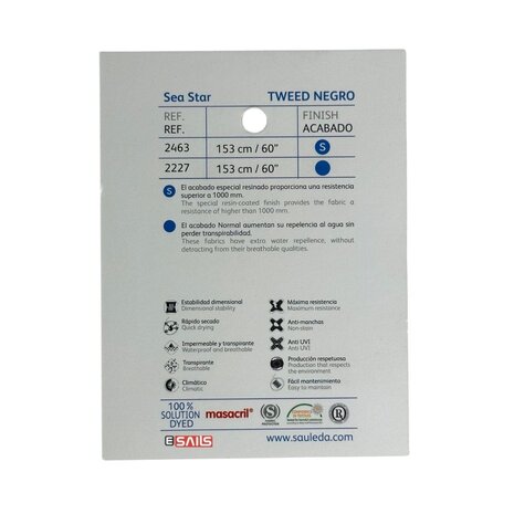 Sauleda Sauleda | Sea Star Special | Bootdoek | Breedte 153 cm | 330 gr/m2 | Kleur 2463 TWEED NEGRO (Zwart) Sauleda Sauleda | Sea Star Special | Bootdoek | Breedte 153 cm | 330 gr/m2 | Kleur 2463 TWEED NEGRO (Zwart)