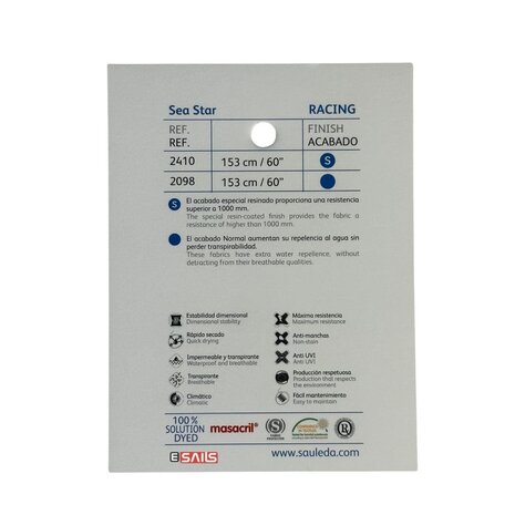 Sauleda Sauleda | Sea Star Special | Bootdoek | Breedte 153 cm | 330 gr/m2 | Kleur 2410 RACING Sauleda Sauleda | Sea Star Special | Bootdoek | Breedte 153 cm | 330 gr/m2 | Kleur 2410 RACING