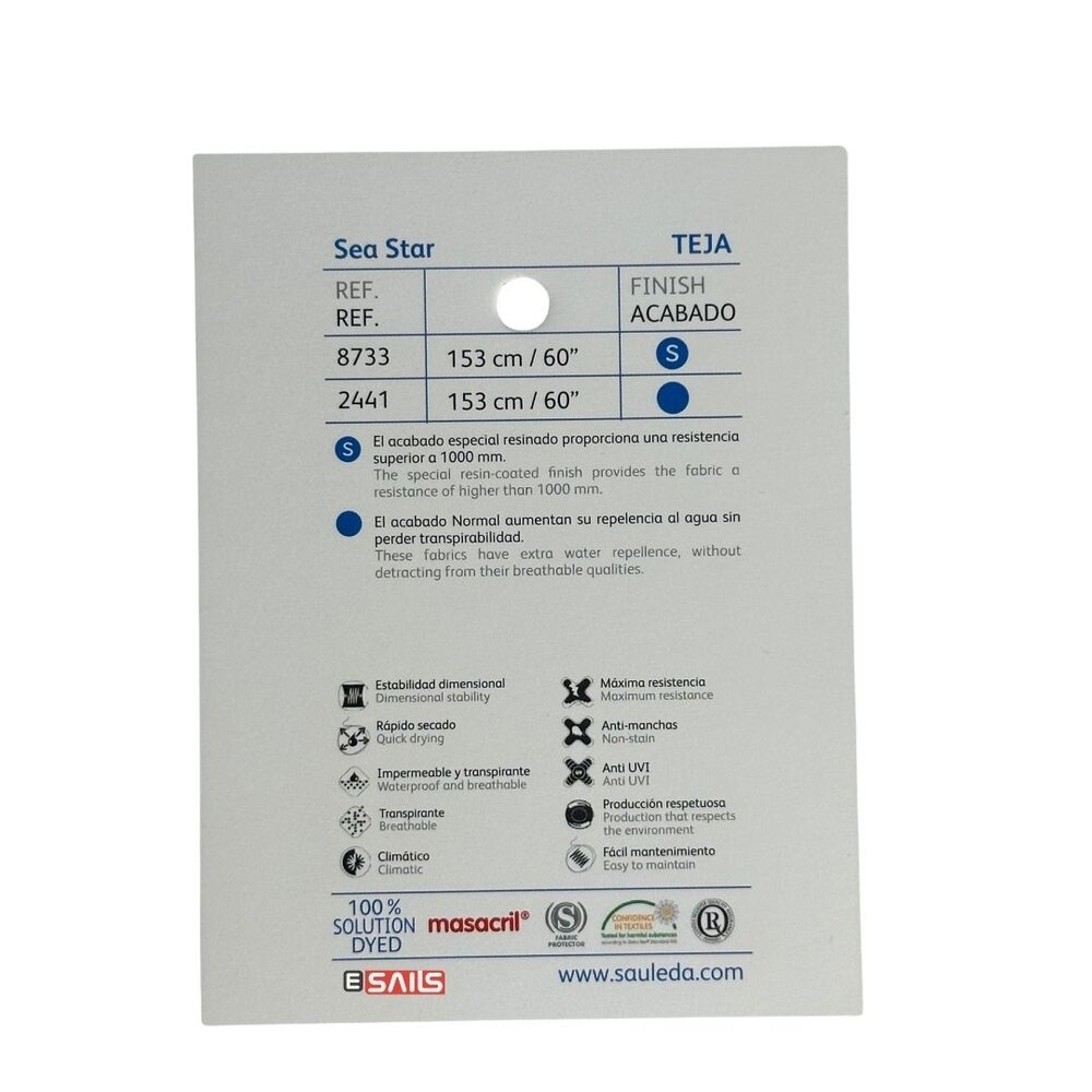 Sauleda Sauleda | Sea Star Special | Bootdoek | Breedte 153 cm | 330 gr/m2 | Kleur 8733 TEJA Sauleda Sauleda | Sea Star Special | Bootdoek | Breedte 153 cm | 330 gr/m2 | Kleur 8733 TEJA