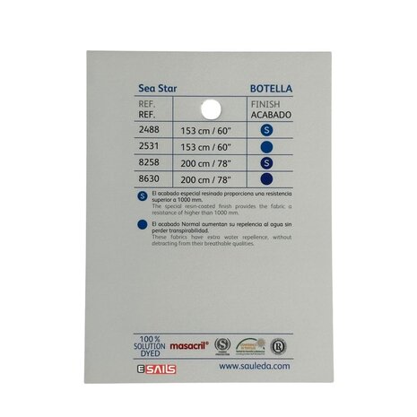 Sauleda Sauleda | Sea Star Special | Bootdoek | Breedte 153 cm | 330 gr/m2 | Kleur 2488 BOTELLA Sauleda Sauleda | Sea Star Special | Bootdoek | Breedte 153 cm | 330 gr/m2 | Kleur 2488 BOTELLA