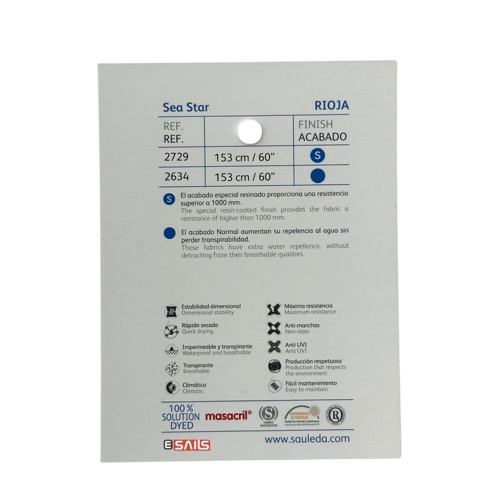 Sauleda Sauleda | Sea Star Special | Bootdoek | Breedte 153 cm | 330 gr/m2 | Kleur 2729 RIOJA Sauleda Sauleda | Sea Star Special | Bootdoek | Breedte 153 cm | 330 gr/m2 | Kleur 2729 RIOJA