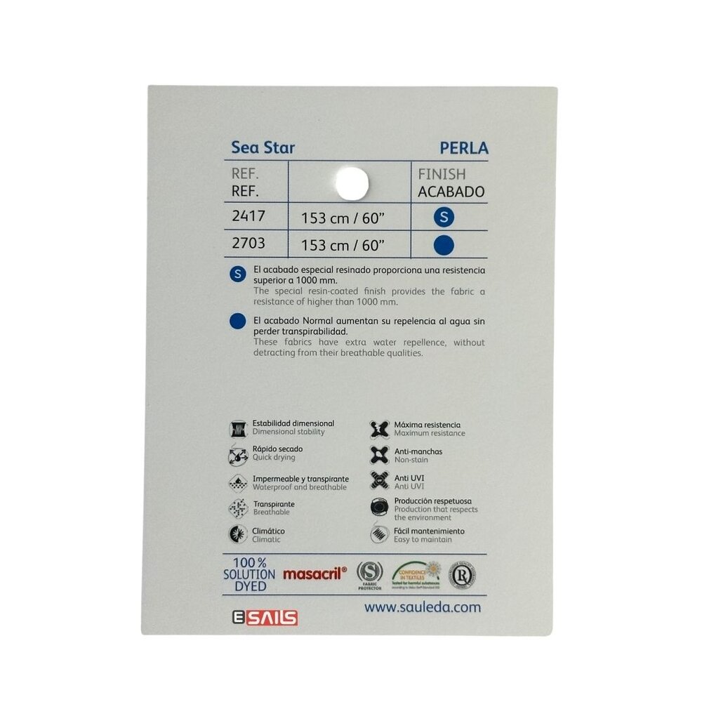 Sauleda Sauleda | Sea Star Special | Bootdoek | Breedte 153 cm | 330 gr/m2 | Kleur 2417 PERLA