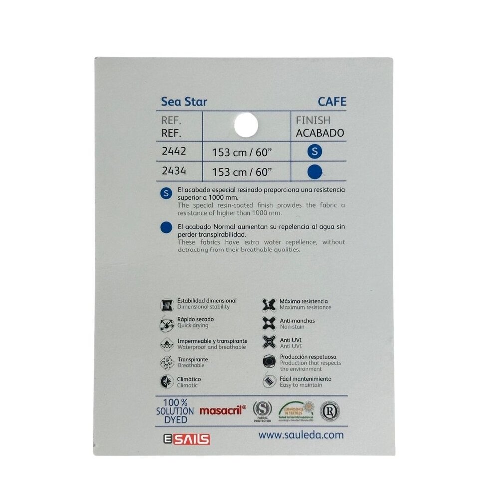 Sauleda Sauleda | Sea Star Special | Bootdoek | Breedte 153 cm | 330 gr/m2 | Kleur 2442 CAFE