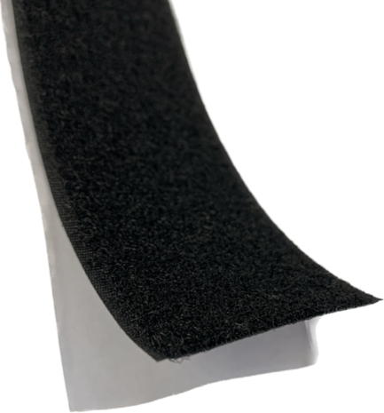 Klittenband | Zelfklevend | Zwart | Lus (Zacht) | 25 mm | Prijs per meter