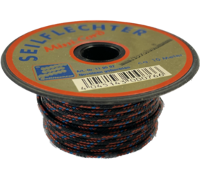 Seilflechter Touw | 2 mm | Minicord Novoleen | Spoel 10 m | Zwart-Rood-Blauw
