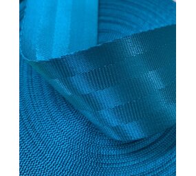 Veiligheidsgordelband / Autogordelband | 5-Baans geweven | Cyan Teal | 48 mm SAMPLE 15 cm