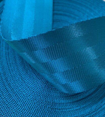 Veiligheidsgordelband / Autogordelband | 5-Baans geweven | Cyan Teal | 48 mm SAMPLE 15 cm