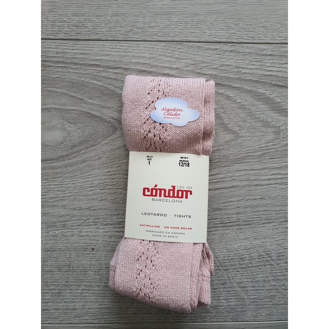 Cóndor Oud roze kousenbroek met visgraatpatroon.