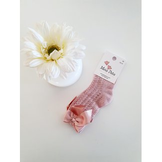 Meia Pata Oudroze kniekous van Meia Pata met strik.
