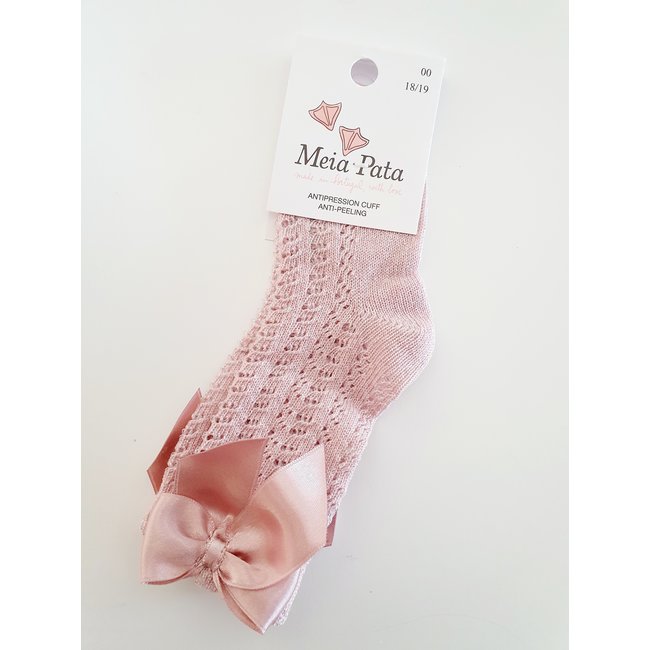 Meia Pata Oudroze kniekous van Meia Pata met strik.