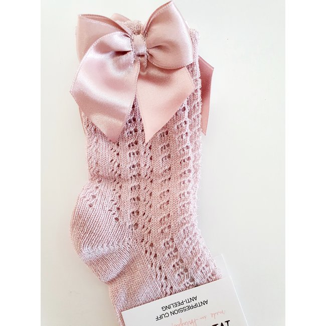 Meia Pata Oudroze kniekous van Meia Pata met strik.