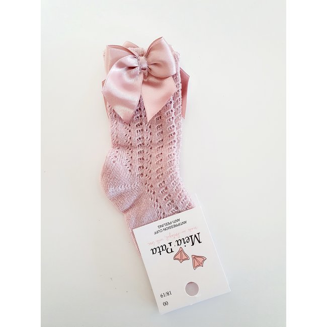 Meia Pata Oudroze kniekous van Meia Pata met strik.