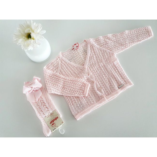 Cóndor Opengewerkte cardigan lichtroze