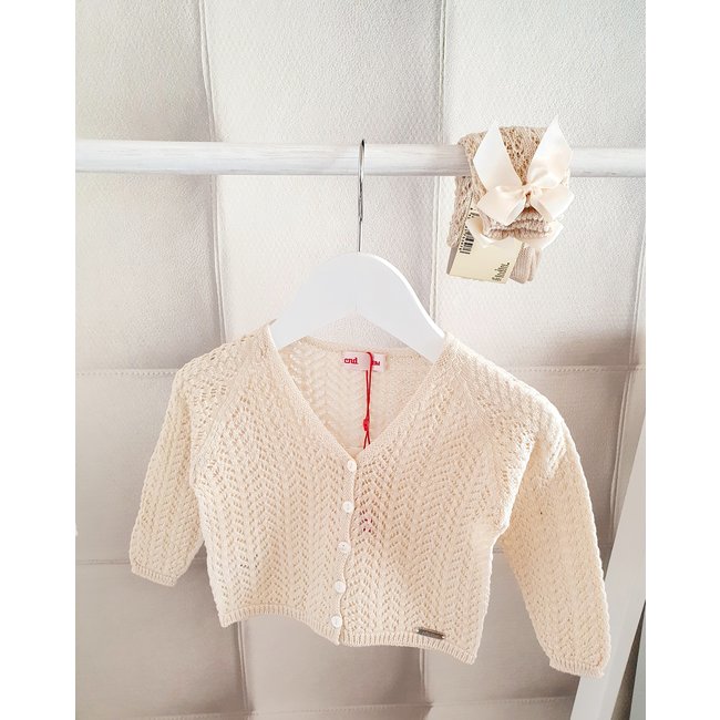 Cóndor Opengewerkte cardigan beige "LINO"