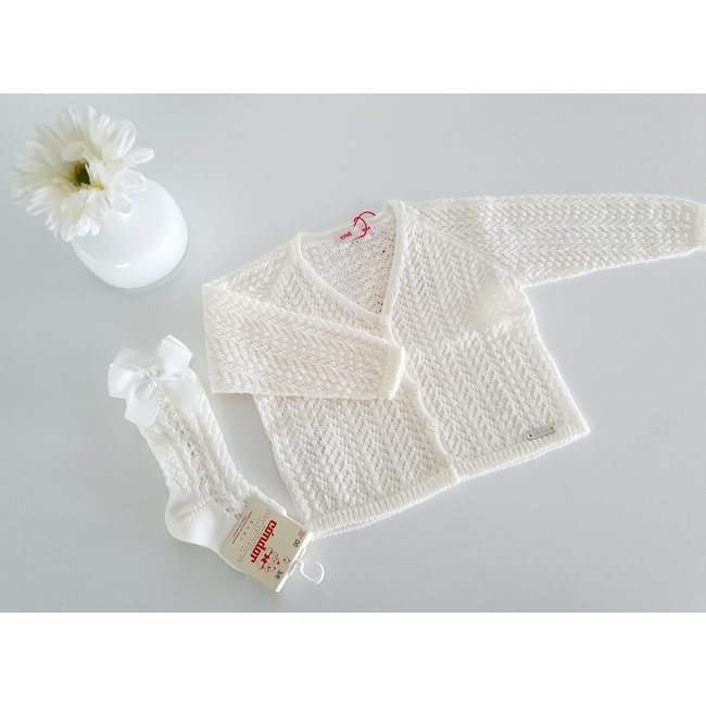 Cóndor Opengewerkte cardigan gebroken wit "NATA"