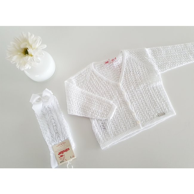 Cóndor Opengewerkte cardigan wit