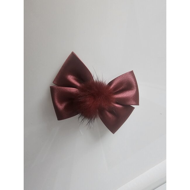 Bow-tique Grote satijnen strik met pompom bordeaux