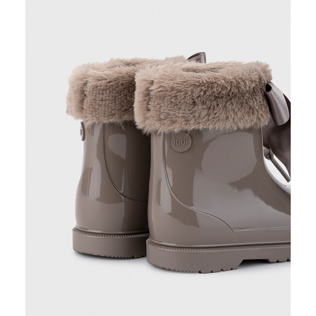 Igor  Korte regenlaarzen met bontje taupe