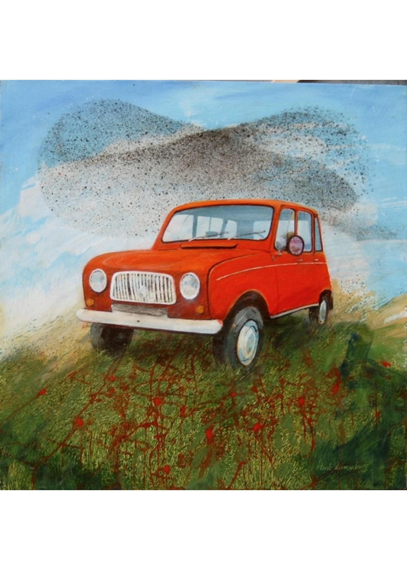 'Duinpad (Triumph TR6)’ - Henk Zwanenburg  (Acryl auf Holz)