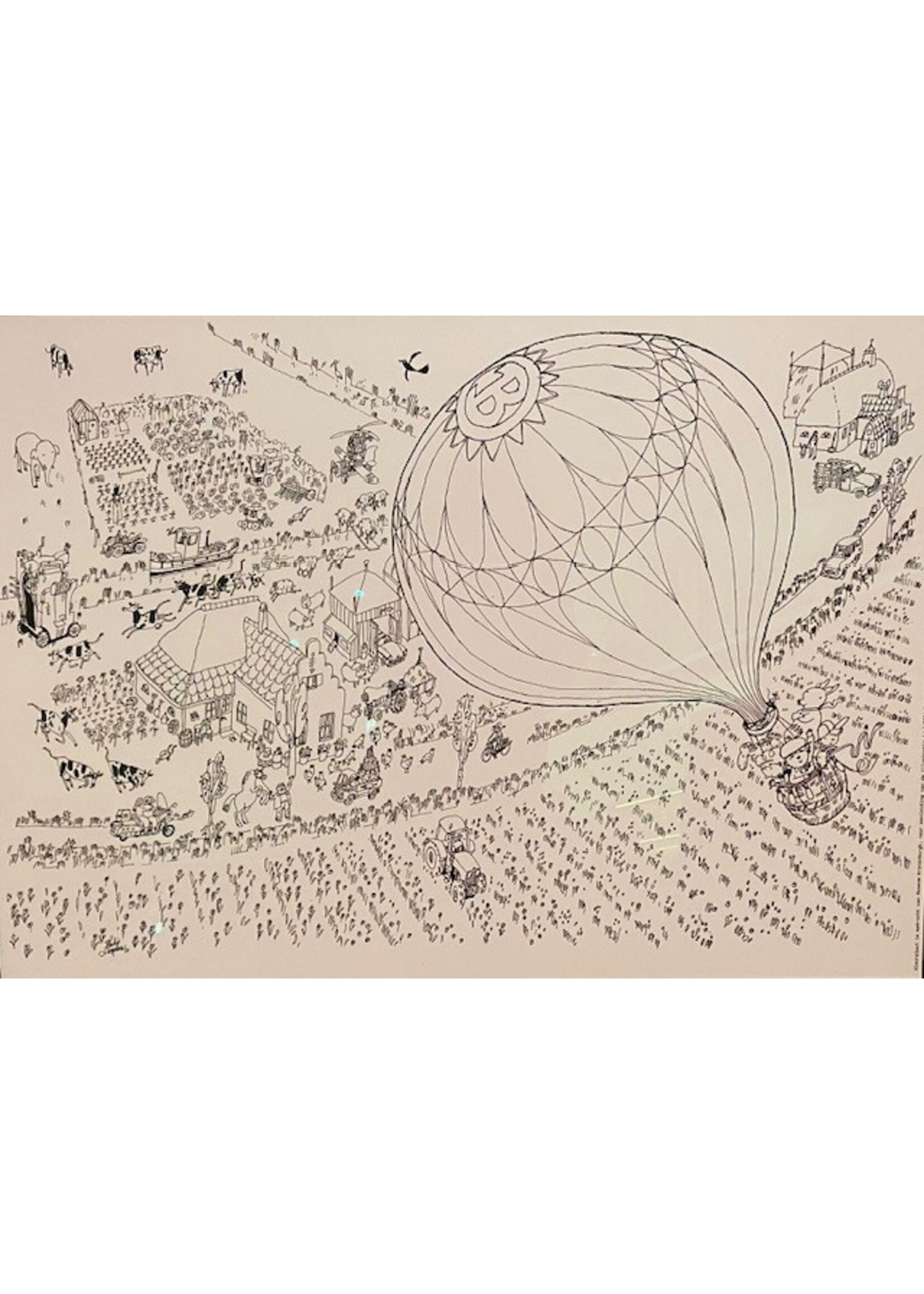 Coloring page A1 Philip Hopman Boer Boris and the airballoon