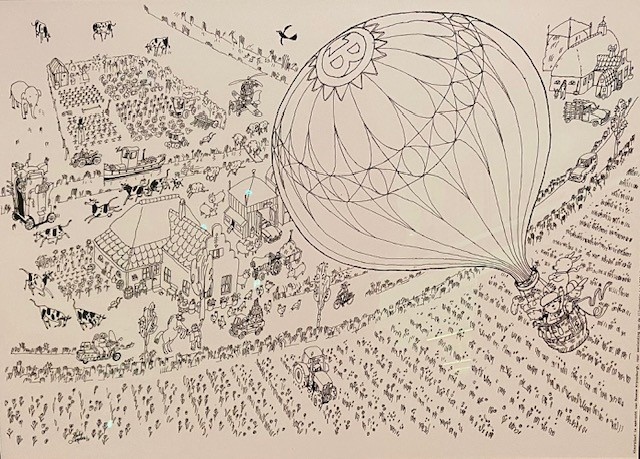 Kleurplaat A1 Boer Boris en de luchtballon Philip Hopman - Museumwinkel