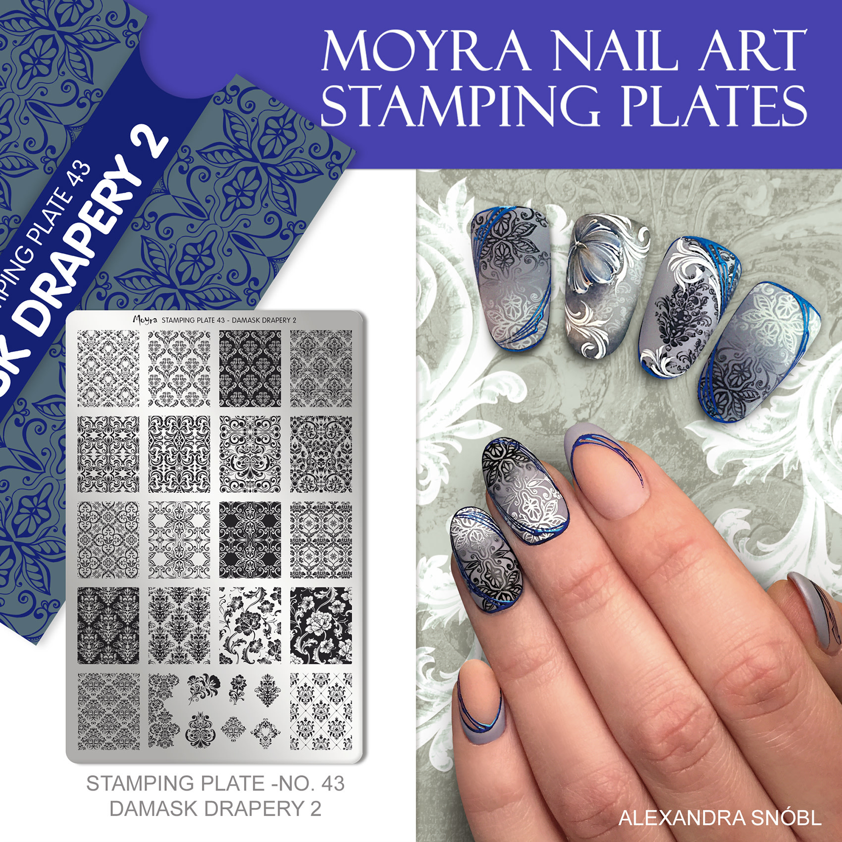 Moyra Stamping plate 43 Damask drapery 2
