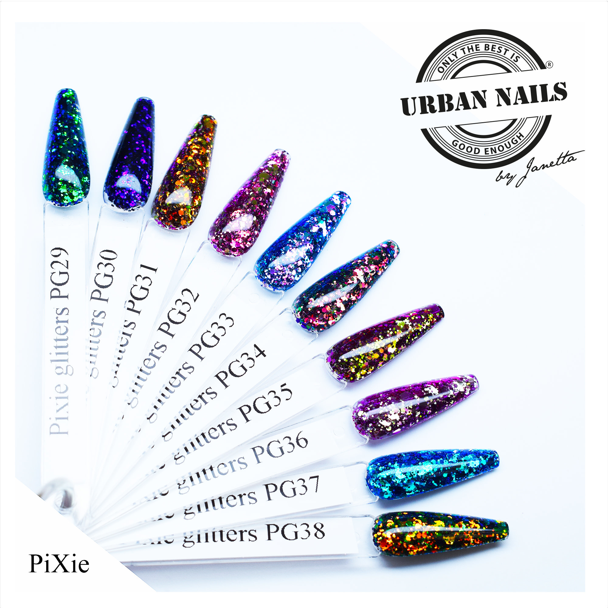 Urban Nails Pixie Glitter Collectie PG29 tm PG38