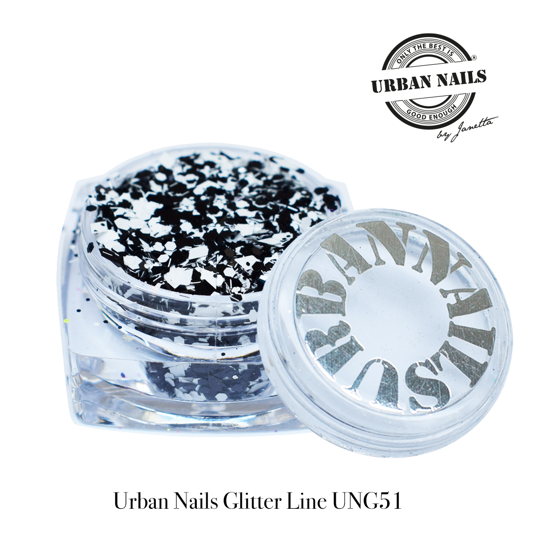 Urban Nails Glitter Line UNG 51 Wit Zwart