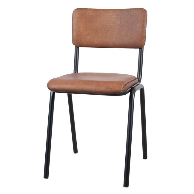 EETKAMERSTOEL SCHOOLCHAIR Lichtbruin cognac