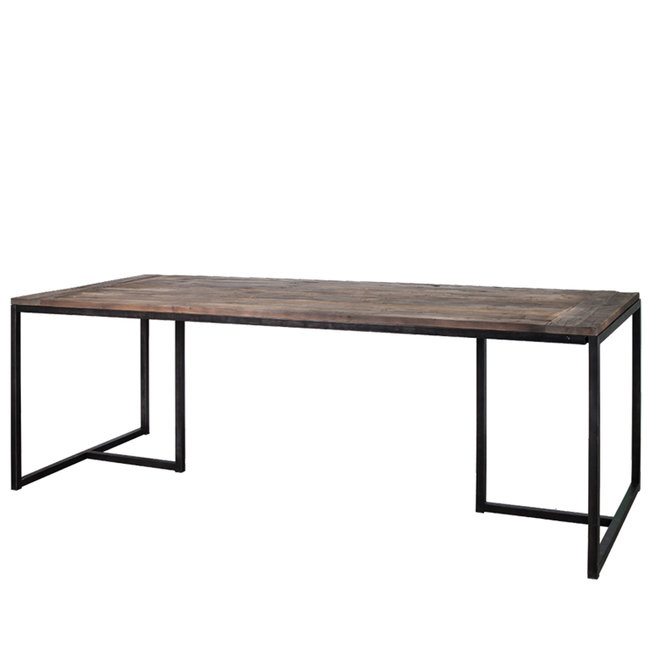 EETTAFEL MADRID 220x90CM planken hout - zwarte tagelpoten