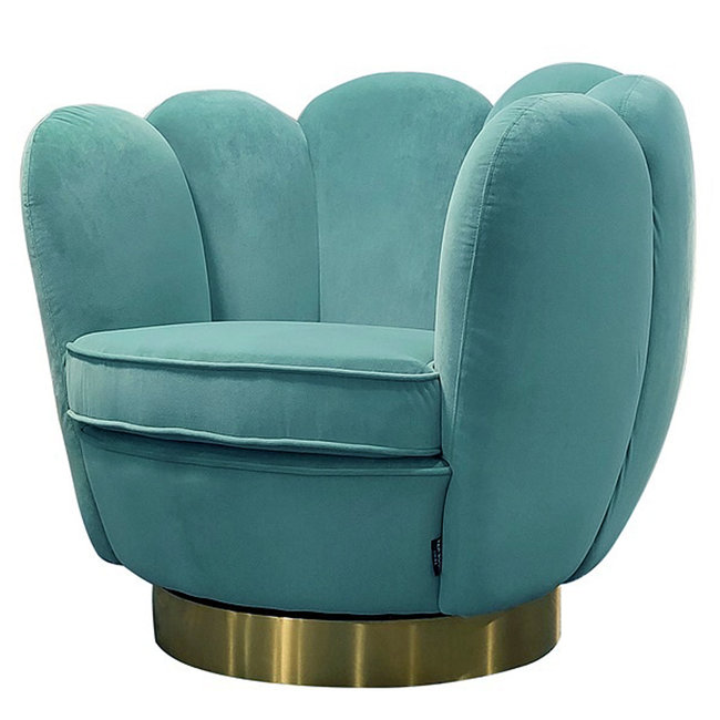 Hilsen SWIVEL ARM CHAIR BERLONE Sea Green Velvet