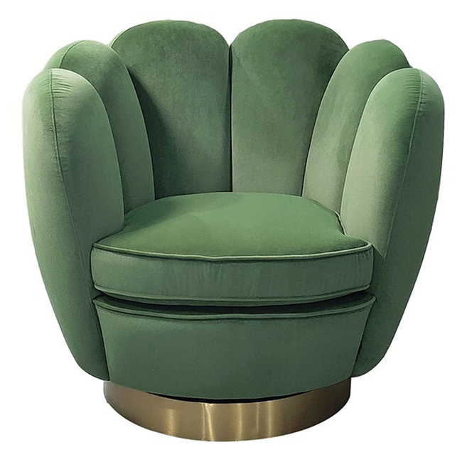 Hilsen SWIVEL ARM CHAIR BERLONE Green Velvet