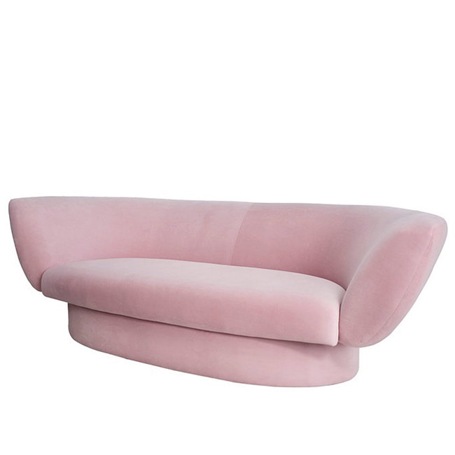 BANK PORTOBELLO Roze velvet fluweel (licht gekromde bank)