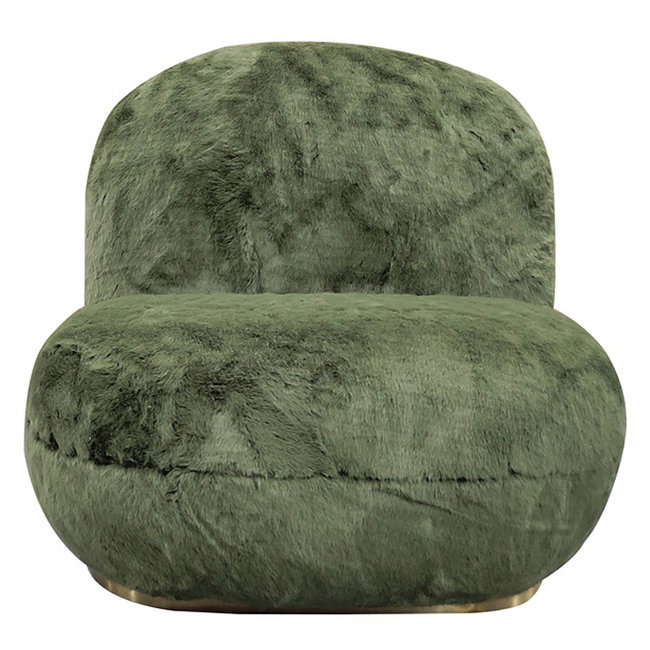 FURNITURE CHAIR ULSTEIN Green sheepskin XL - base  gold