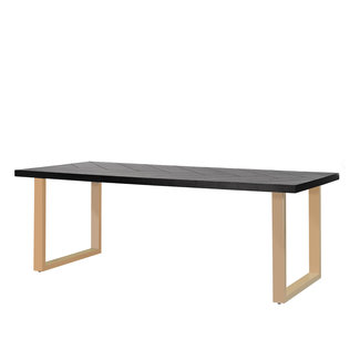 Richmond interiors EETTAFEL NALO 220 Zwart geborsteld goud